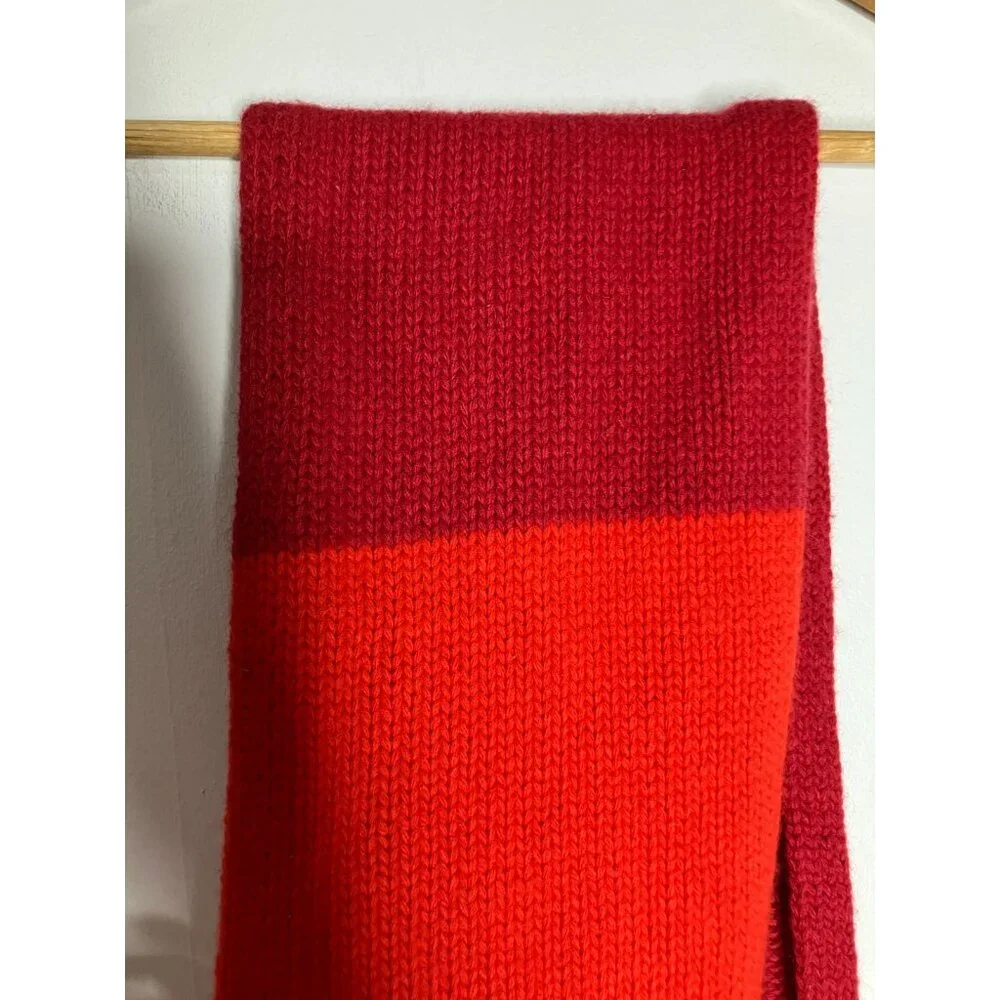 Goorin Bros Wool Cashmere Angora Blend Scarf Half Color Block Red New